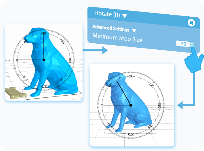 Customize the Minimum Step Size for the Rotate tool